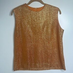Judy Bond Sz 8-10 Metallic Foil Short Sleeve Back Zip Blouse